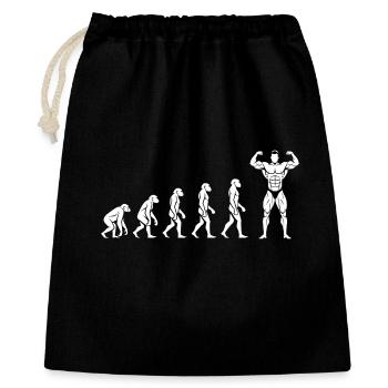 Evolution zur Kraft – Motivation pur - Geschenkbeutel aus Baumwolle (40 x 50 cm) - Schwarz - Vorne
