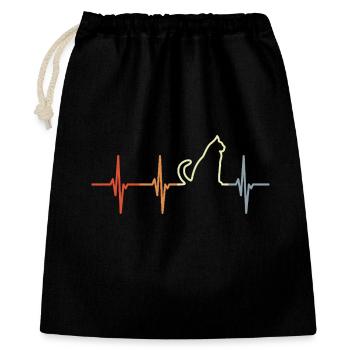 Look rétro Cat Heartbeat - Sac cadeau 40 x 50 cm - noir - Devant