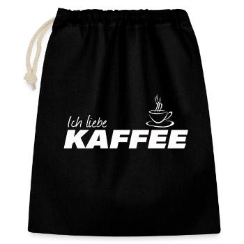 ICH LIEBE KAFFEE - Geschenkbeutel aus Baumwolle (40 x 50 cm) - Schwarz - Vorne