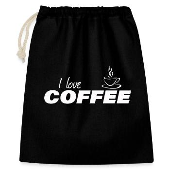 I LOVE COFFEE - Geschenkbeutel aus Baumwolle (40 x 50 cm) - Schwarz - Vorne