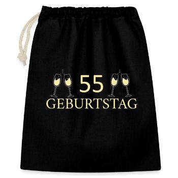 55.Geburtstag 55 Jahre - Geschenkbeutel aus Baumwolle (40 x 50 cm) - Schwarz - Vorne