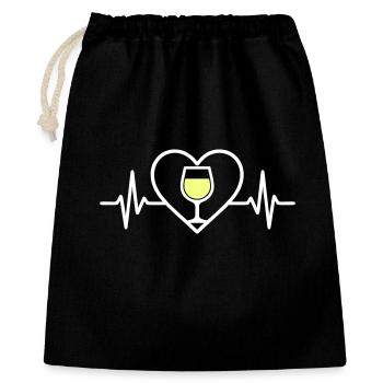 Vin Blanc Cœur - Sac cadeau 40 x 50 cm - noir - Devant