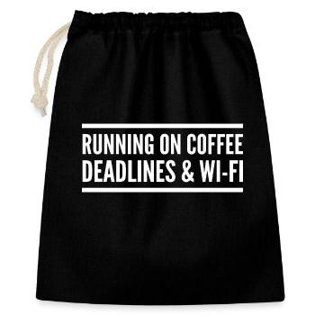 Powered by coffee, delays, and Wi-Fi - Gift Bag 40 x 50 cm - black - Front