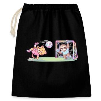 Funny Cheetah and Sloth Playing Football Kids - Gift Bag 40 x 50 cm - black - Front