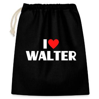 I love Walter Rotes Herz Romantischer Name Fan - Geschenkbeutel aus Baumwolle (40 x 50 cm) - Schwarz - Vorne