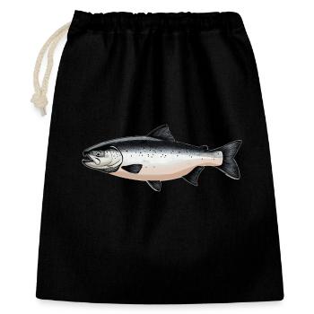 Lachse Lachs - Geschenkbeutel aus Baumwolle (40 x 50 cm) - Schwarz - Vorne