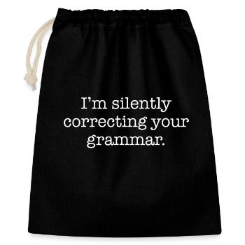 Grammatikflüsterer Tee - Geschenkbeutel aus Baumwolle (40 x 50 cm) - Schwarz - Vorne
