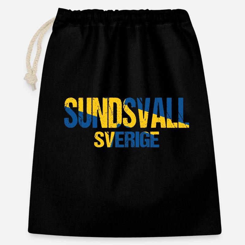 Sundsvall Servige - Geschenkbeutel aus Baumwolle (40 x 50 cm) - Schwarz
