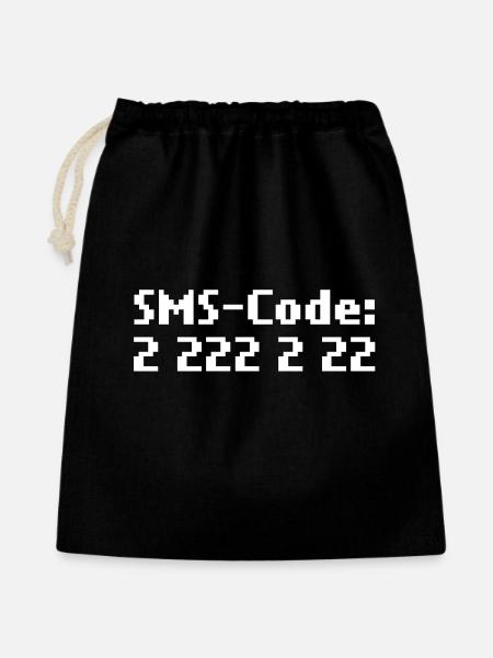 sms-code 2 222 2 22 - Geschenkbeutel aus Baumwolle (40 x 50 cm) - Schwarz