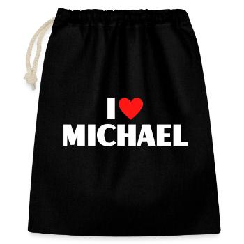 I love Michael Rotes Herz Romantischer Name Fan - Geschenkbeutel aus Baumwolle (40 x 50 cm) - Schwarz - Vorne