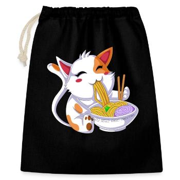 Cat Eating Ramen - Gift Bag 40 x 50 cm - black - Front