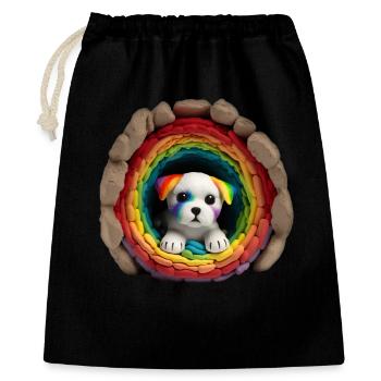 Rainbow Pups Tunnel - Geschenkbeutel aus Baumwolle (40 x 50 cm) - Schwarz - Vorne