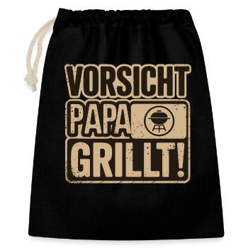 Attention papa fait des grillades amusantes au barbecue - Sac cadeau 40 x 50 cm - noir - Devant