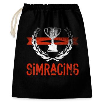 Sim Racing Trophy Emblem - Geschenkbeutel aus Baumwolle (40 x 50 cm) - Schwarz - Vorne