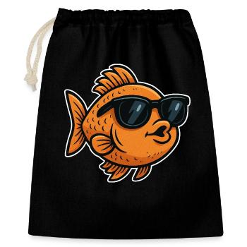 Poisson rouge avec des lunettes de soleil - Sac cadeau 40 x 50 cm - noir - Devant