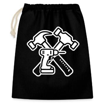 Handwerker Bohrer Hämmer Logo - Geschenkbeutel aus Baumwolle (40 x 50 cm) - Schwarz - Vorne