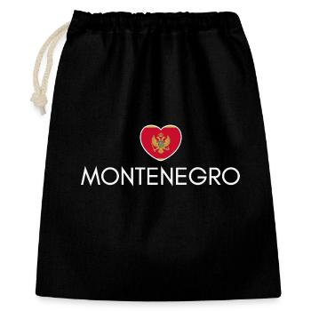 Herz mit montenegrinischer Flagge, ich liebe Montenegro - Geschenkbeutel aus Baumwolle (40 x 50 cm) - Schwarz - Vorne