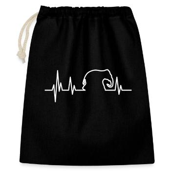 Elefant Heartbeat weiss - Geschenkbeutel aus Baumwolle (40 x 50 cm) - Schwarz - Vorne