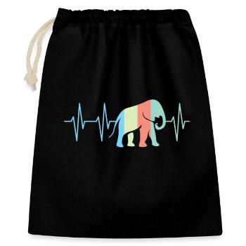 bunte Farben Elefant Elefanten Herzschlag Symbol - Geschenkbeutel aus Baumwolle (40 x 50 cm) - Schwarz - Vorne