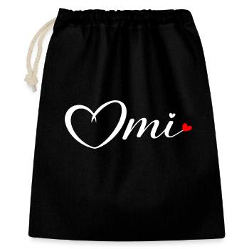 OmI Herzschrift mit rotem Akzent - Geschenkbeutel aus Baumwolle (40 x 50 cm) - Schwarz - Vorne
