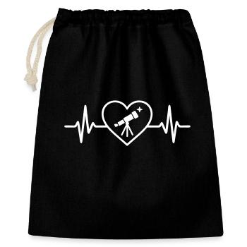 Astronomical Heart and Telescope - Gift Bag 40 x 50 cm - black - Front
