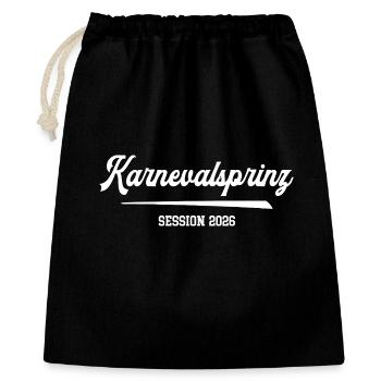 Karnevalsprinz Kostüm Karneval 2026 Kölle Fasching - Geschenkbeutel aus Baumwolle (40 x 50 cm) - Schwarz - Vorne