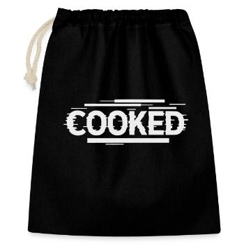 Cooked  - Selbstironische Schrift - Geschenkbeutel aus Baumwolle (40 x 50 cm) - Schwarz - Vorne