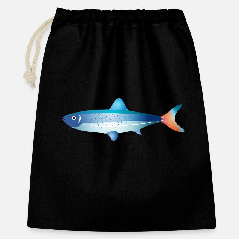 Blue Fish with Gradient and Dots - Gift Bag 40 x 50 cm - black