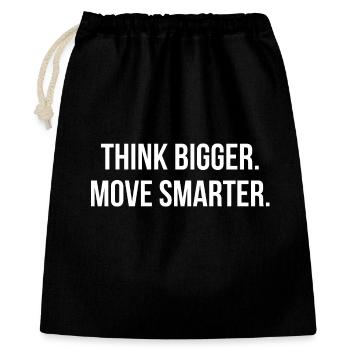 THINK BIGGER. MOVE SMARTER. | Greyline Official - Geschenkbeutel aus Baumwolle (40 x 50 cm) - Schwarz - Vorne