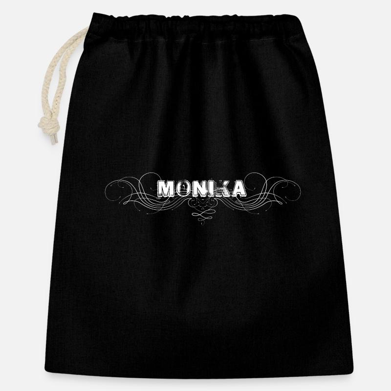 Lettrage MONIKA avec lignes décoratives - Sac cadeau 40 x 50 cm - noir