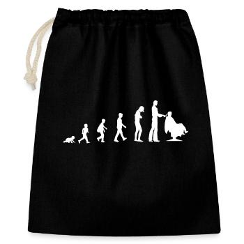 Evolution vom Baby zum Friseur - Geschenkbeutel aus Baumwolle (40 x 50 cm) - Schwarz - Vorne