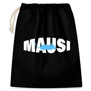 MAUSI - Geschenkbeutel aus Baumwolle (40 x 50 cm) - Schwarz - Vorne