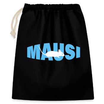 MAUSI - Geschenkbeutel aus Baumwolle (40 x 50 cm) - Schwarz - Vorne