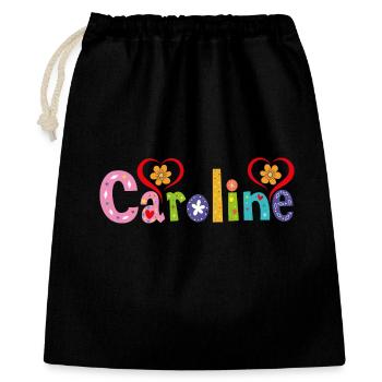 Personalisierter Caroline-Name - Geschenkbeutel aus Baumwolle (40 x 50 cm) - Schwarz - Vorne