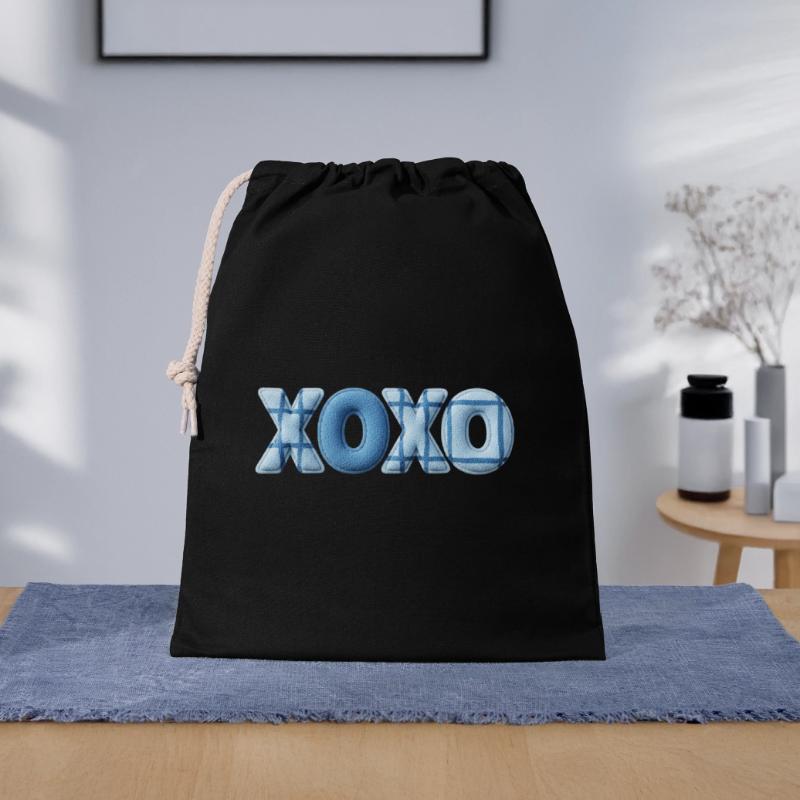 XOXO Patchwork Look mit Stoff Optik Geschenkbeutel aus Baumwolle (40 x 50 cm)