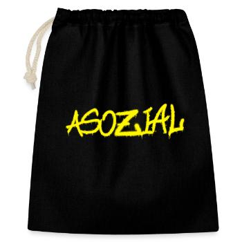 Asozial - Malle & Party-Spruch - Geschenkbeutel aus Baumwolle (40 x 50 cm) - Schwarz - Vorne