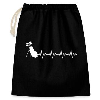 Golf Golfer Golferin Golftasche EKG Herzschlag - Geschenkbeutel aus Baumwolle (40 x 50 cm) - Schwarz - Vorne