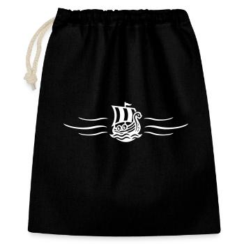 Drachenboot Wikinger Wikingerschiff - Geschenkbeutel aus Baumwolle (40 x 50 cm) - Schwarz - Vorne