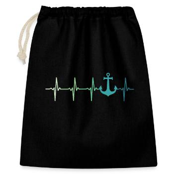 Anchor heartbeat marine captain boat - Gift Bag 40 x 50 cm - black - Front