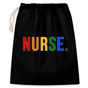 NURSE Rainbow Typography LGBTQ Pride Design - Geschenkbeutel aus Baumwolle (40 x 50 cm) - Schwarz - Vorne