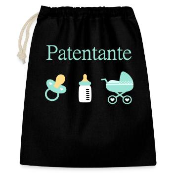 Patentante Taufe Geburt Junge - Geschenkbeutel aus Baumwolle (40 x 50 cm) - Schwarz - Vorne