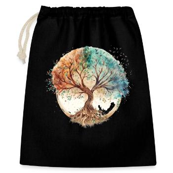 Watercolor Tree of Life Circle - Gift Bag 40 x 50 cm - black - Front