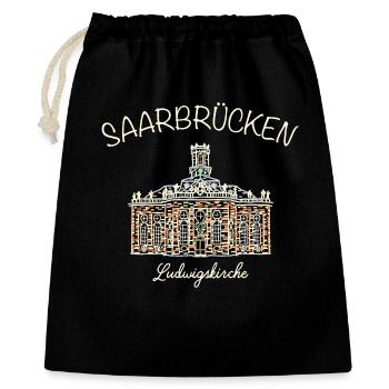 Saarbrücken, Ludwigskirche - Geschenkbeutel aus Baumwolle (40 x 50 cm) - Schwarz - Vorne