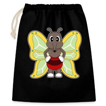 Schmetterling Mücke - Geschenkbeutel aus Baumwolle (40 x 50 cm) - Schwarz - Vorne