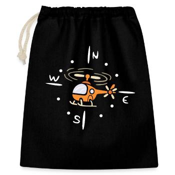 Hélicoptère de dessin animé avec conception de boussole - Sac cadeau 40 x 50 cm - noir - Devant