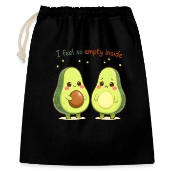 Süßes Avocado Design “I Feel So Empty Inside” - Geschenkbeutel aus Baumwolle (40 x 50 cm) - Schwarz - Vorne