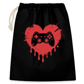 Videospiele Lustiger Valentinstags-Gamer - Geschenkbeutel aus Baumwolle (40 x 50 cm) - Schwarz - Vorne