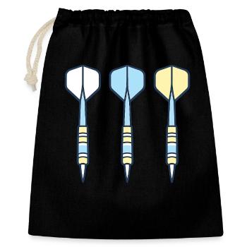 Darts Trio: Farbig Pfeile - Geschenkbeutel aus Baumwolle (40 x 50 cm) - Schwarz - Vorne
