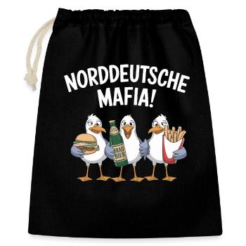 Mafia nord-allemande, mouettes, Burgers, frites, bière - Sac cadeau 40 x 50 cm - noir - Devant