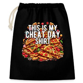 Cheat Day Pizza GYM Bodybuilding Ernährung Lustig - Geschenkbeutel aus Baumwolle (40 x 50 cm) - Schwarz - Vorne